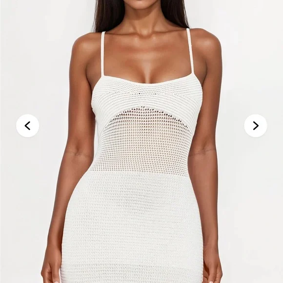 NEW Bridal Hot & Delicious White Crochet Midi Dress - Picture 2 of 8